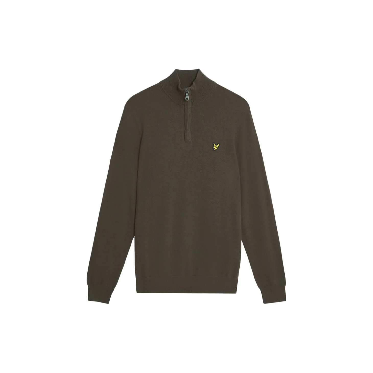 Cotton Merino Quarter Zip Jumper, espresso