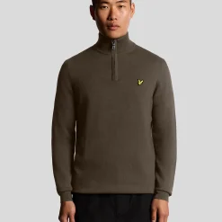 Cotton Merino Quarter Zip Jumper, espresso