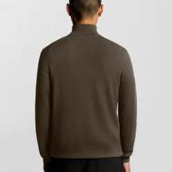 Cotton Merino Quarter Zip Jumper, espresso