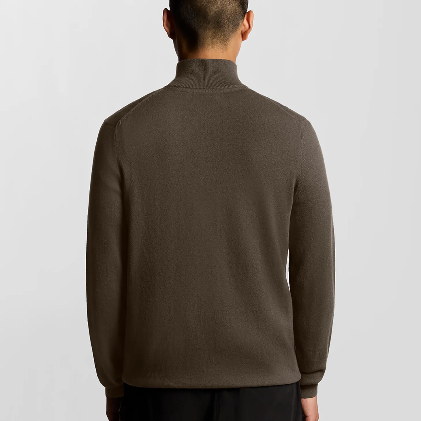 Cotton Merino Quarter Zip Jumper, espresso