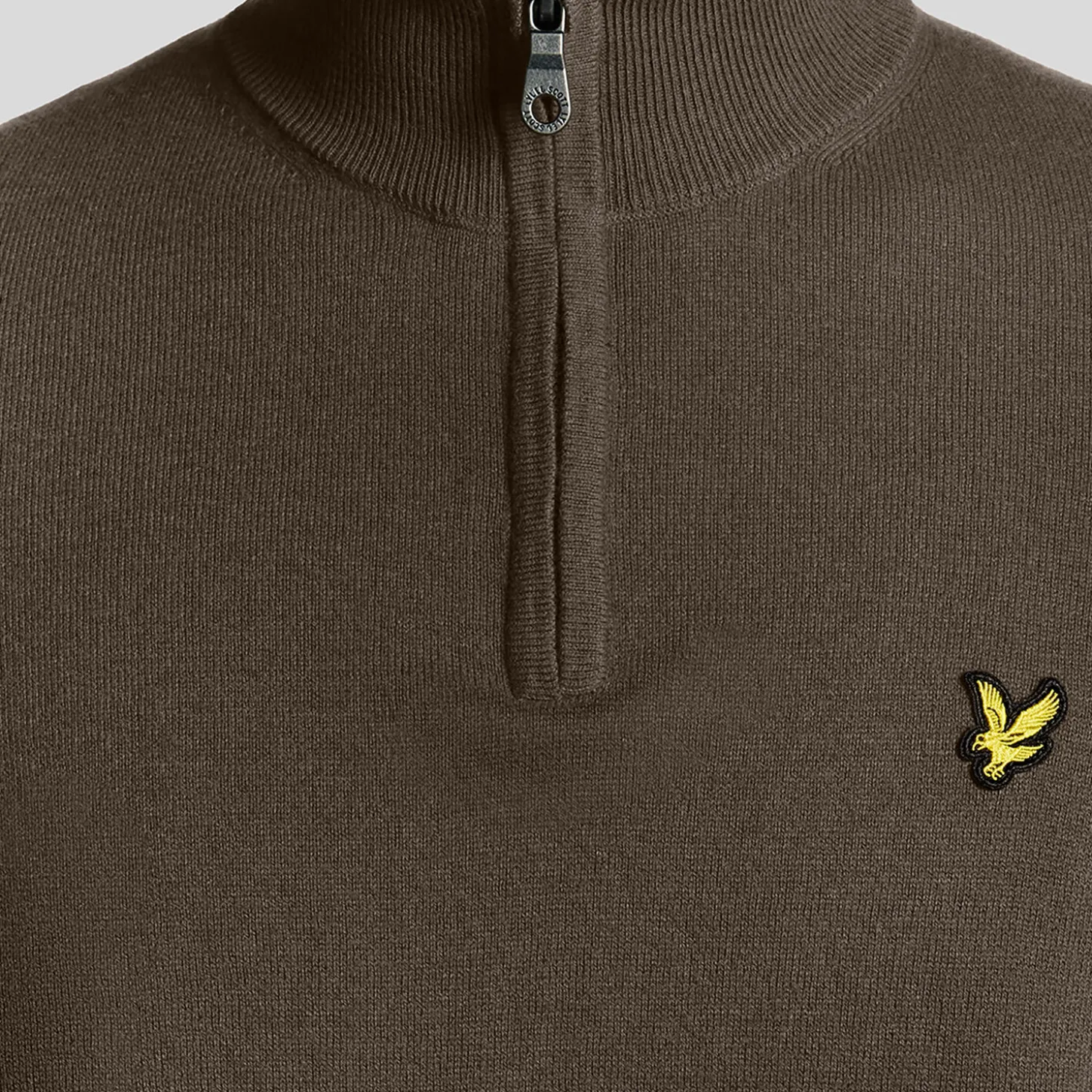 Cotton Merino Quarter Zip Jumper, espresso