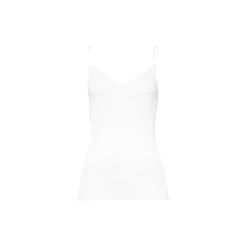 Cotton Seamless Spaghetti Top, white