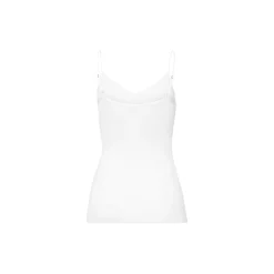 Cotton Seamless Spaghetti Top, white