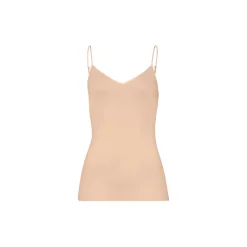 Cotton Seamless Spaghetti Top, beige