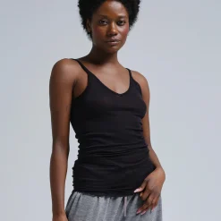 Cotton Spaghetti Top, black