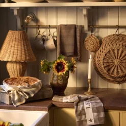 Cotton Terry Kitchen Towel, stone/white