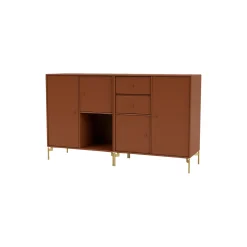 COUPLE bred skænk med ben i messing, 146 hazelnut