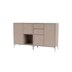 COUPLE bred skænk med ben i krom, 137 mushroom