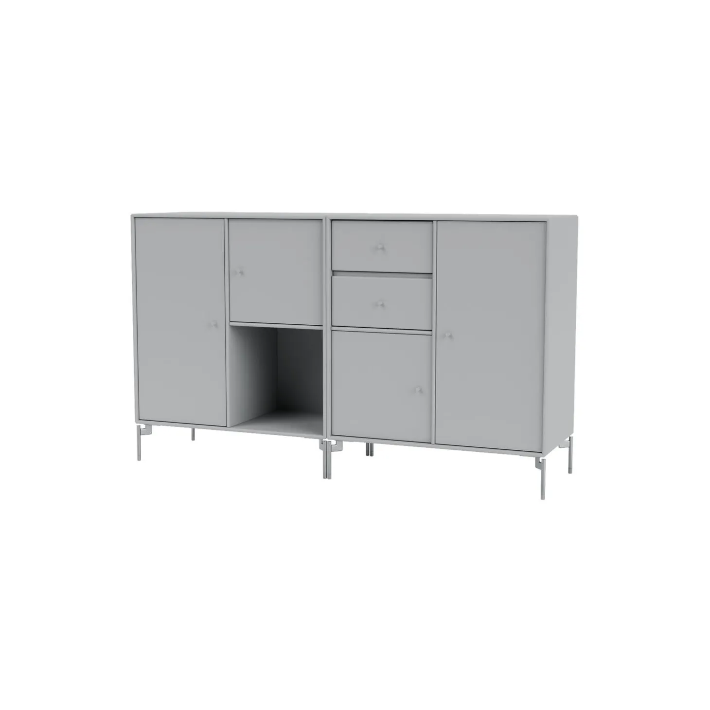 COUPLE bred skænk med ben i krom, 02 fjord