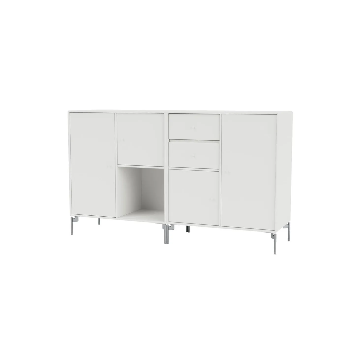 COUPLE bred skænk med ben i krom, 01 white