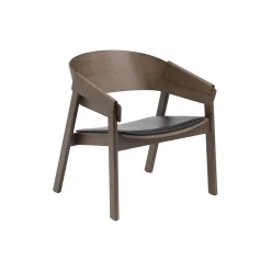 Cover Lounge Chair, refine leather black/stained dark brown
