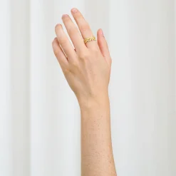 Dahlia ring m. blade, sølvbelagt