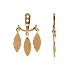 Dancing Three Leaves Behind Ear Earring Single, gold