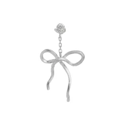Dangling Flow Bow Earring Single, silver