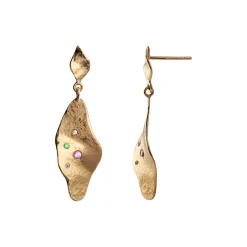 Dangling Ile De L'Amour Earring with Stones Single, gold