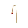 Dangling Love Heart Burgundy Enamel Earring Single, gold