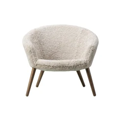 Ditzel loungestol, hvid/lakeret valnød