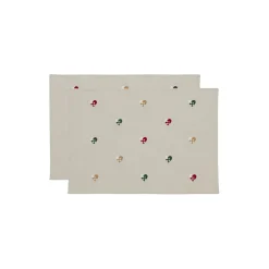 Dækkeserviet Christmas Hearts Embroidery 2-pk, red