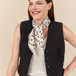 DOTS tørklæde, creme/brown