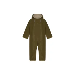Doubleface Fleece Babysuit, dark olive/mocca