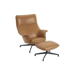 Doze Lounge Chair with Swivel Base, refine leather cognac/anthracite black