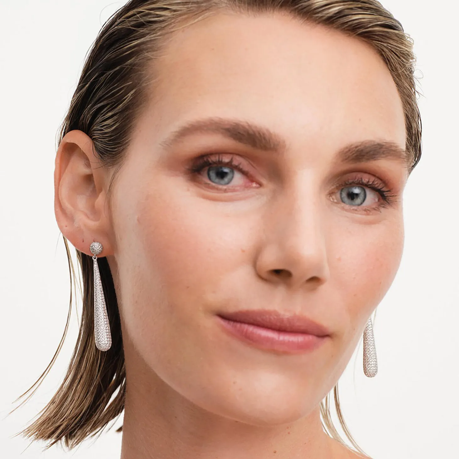 Drop Dew Pave Øreringe, sølv