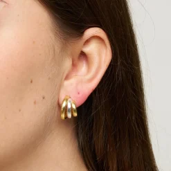 Echo Trio Øreringe, forsølvet/forgyldt