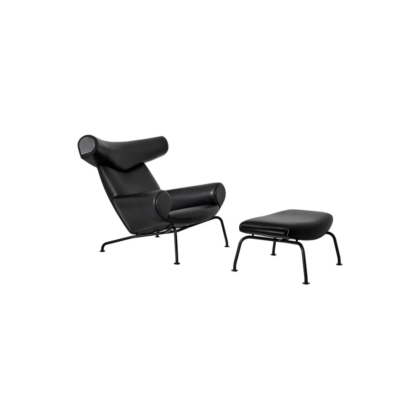 EJ 100 Ox Chair lænestol med skammel, sort/sort