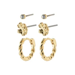 EMANUELLE Øreringe 3-i-1 sæt, gold plated