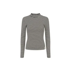 ESBlossom Stripe LS Turtleneck GOTS, snow white black stripe