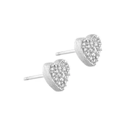 Esmee heart post øreringe m. zirkoner, sølvbelagt