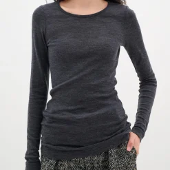 FangIW T-Shirt LS, granite melange