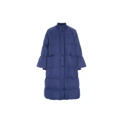 Feather down frakke med knapper, twilight blue