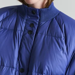 Feather down frakke med knapper, twilight blue