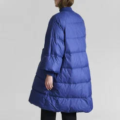 Feather down frakke med knapper, twilight blue