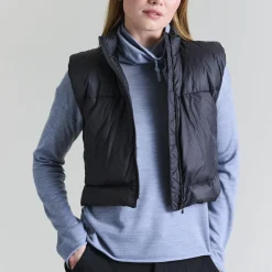 Feather down kort vest, black