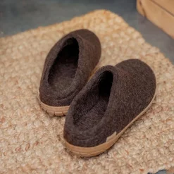 Filttøffel med naturgummisål, naturbrun