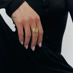 Florence ring m. rund top, guldbelagt