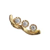 Flow Earring with Three Stones Single, gold