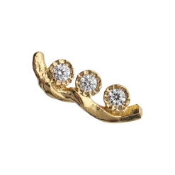 Flow Earring with Three Stones Single, gold