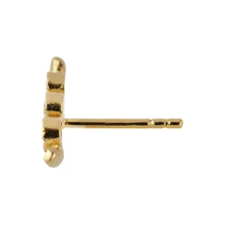 Flow Earring with Three Stones Single, gold