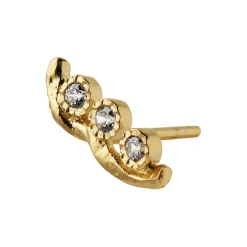 Flow Earring with Three Stones Single, gold