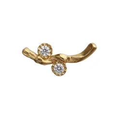 Flow Earring with Two Stones Single, gold
