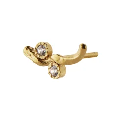 Flow Earring with Two Stones Single, gold