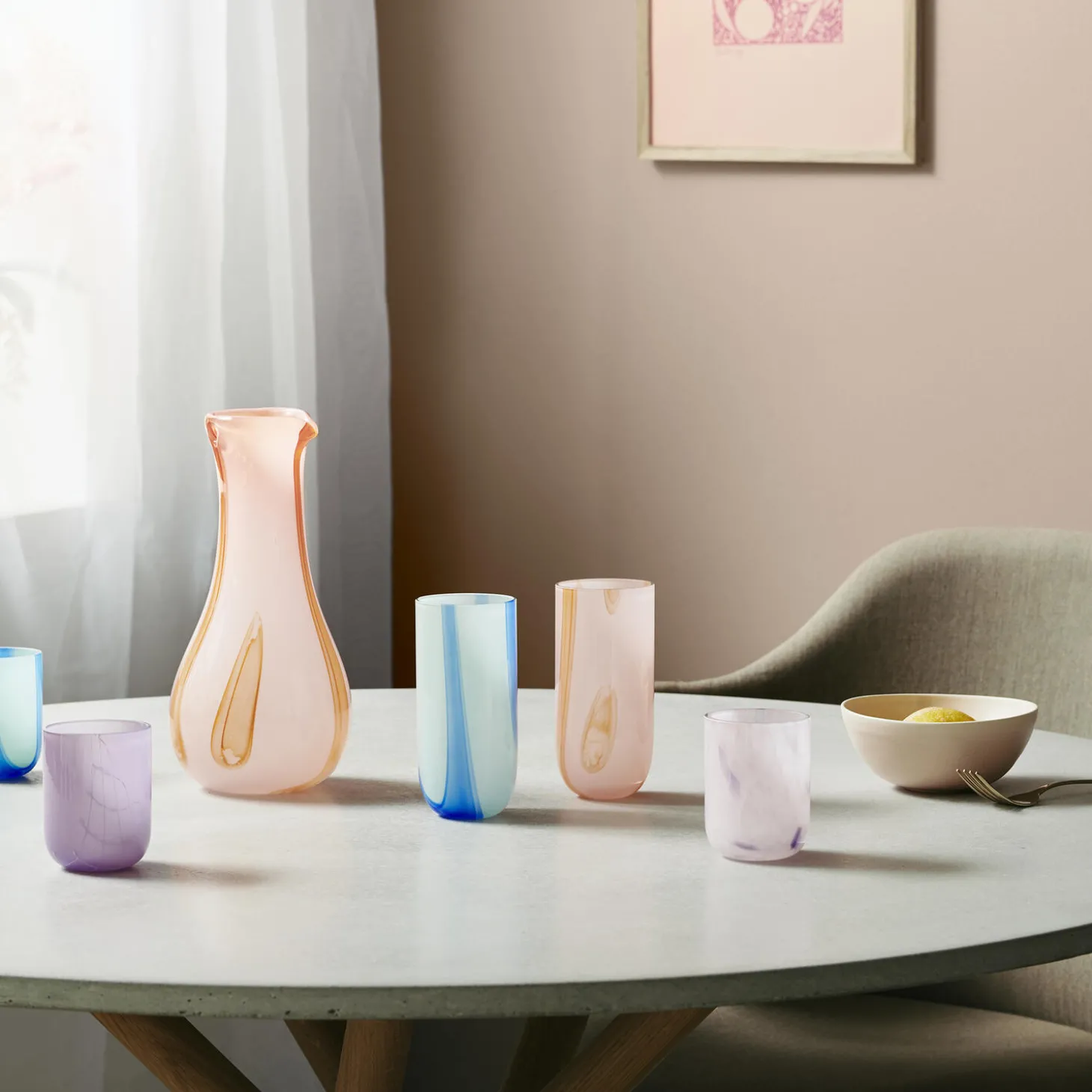 Flow Longdrink, light blue w stripes