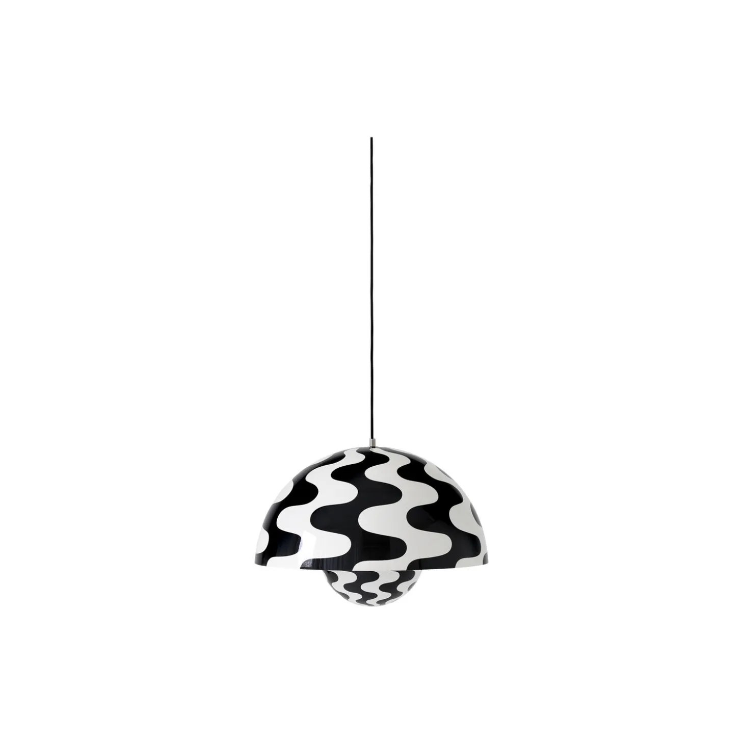 Flowerpot VP2 Pendant, black & white pattern