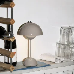 Flowerpot VP9 Portable Table Lamp, grey beige