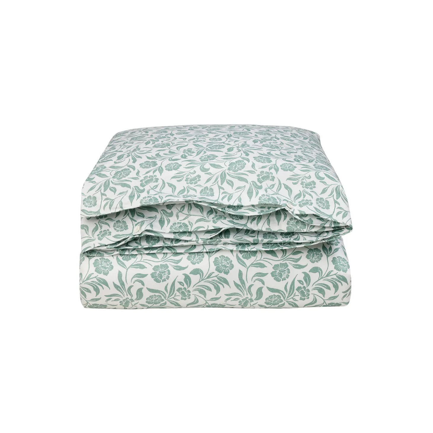 Flowers Cotton Sateen Bed Set, white/eucalyptus