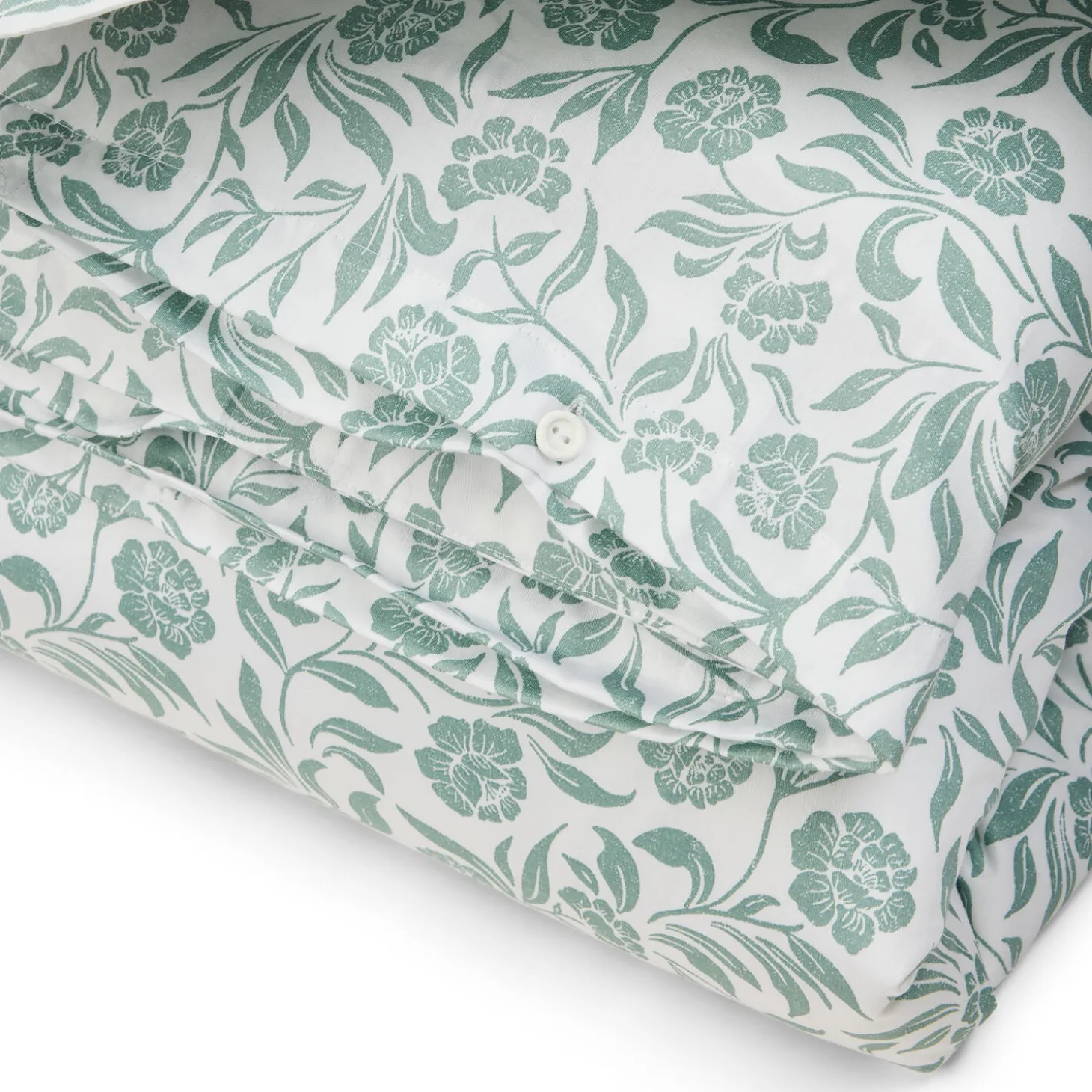 Flowers Cotton Sateen Bed Set, white/eucalyptus