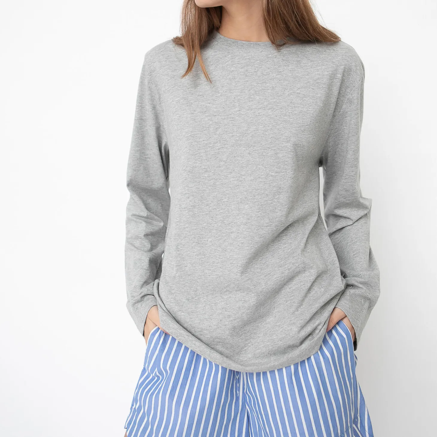 Freya langærmet T-shirt, grey melange